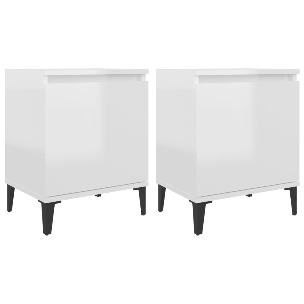 8720286356555_a_en_hd_1 vidaXL Bed Cabinet with Metal Legs High Gloss White - Image 2