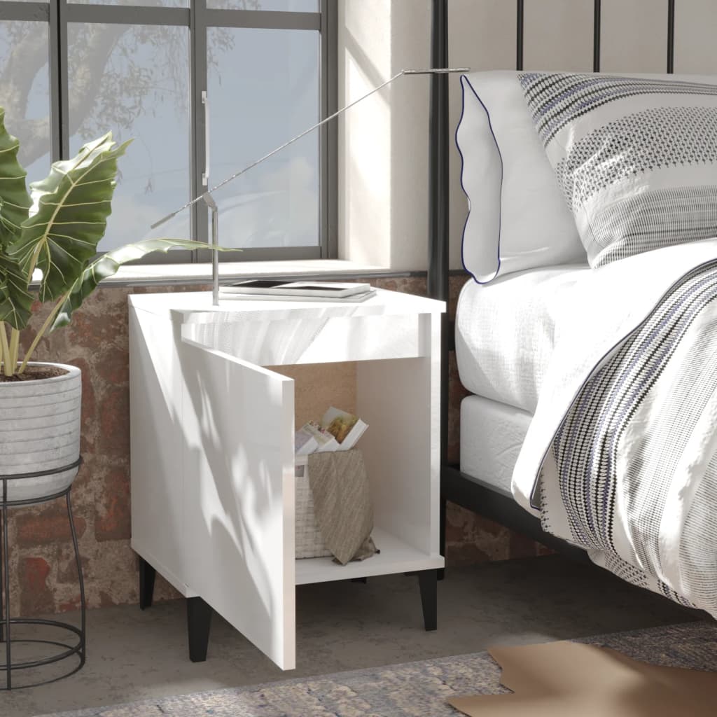8720286356555_g_en_hd_1 vidaXL Bed Cabinet with Metal Legs High Gloss White - Image 3