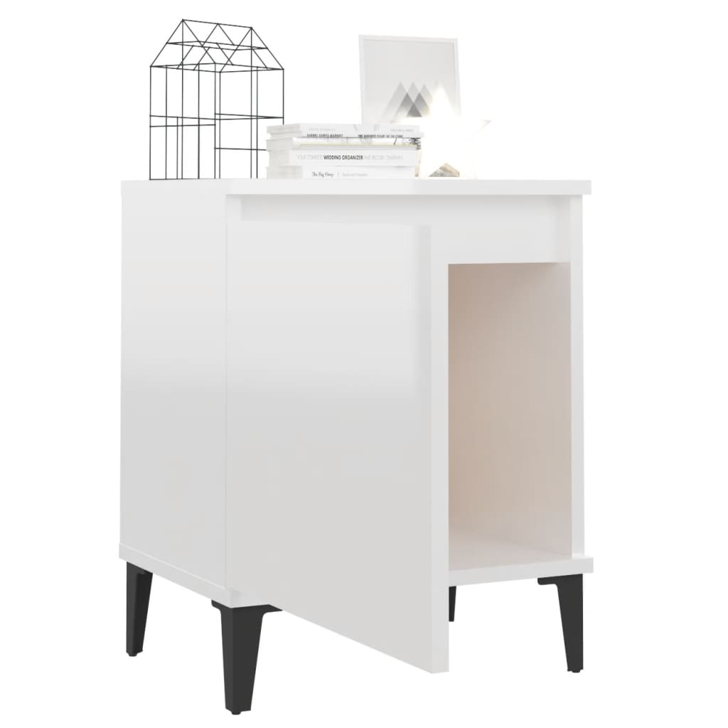 8720286356555_g_en_hd_2 vidaXL Bed Cabinet with Metal Legs High Gloss White - Image 4