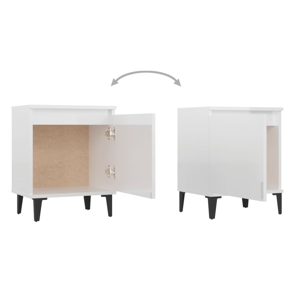 8720286356555_g_en_hd_4 vidaXL Bed Cabinet with Metal Legs High Gloss White - Image 6