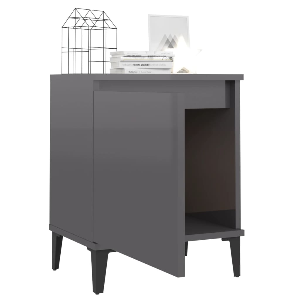 8720286356586_g_en_hd_2 vidaXL Bed Cabinet with Metal Legs High Gloss Grey 40x30x50 cm - Image 4