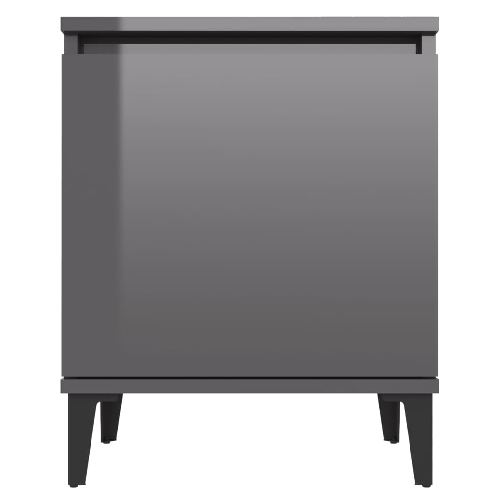 8720286356586_g_en_hd_4 vidaXL Bed Cabinet with Metal Legs High Gloss Grey 40x30x50 cm - Image 6