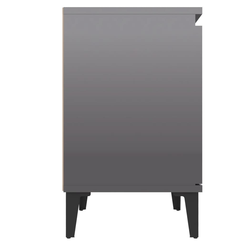 8720286356586_g_en_hd_5 vidaXL Bed Cabinet with Metal Legs High Gloss Grey 40x30x50 cm - Image 7