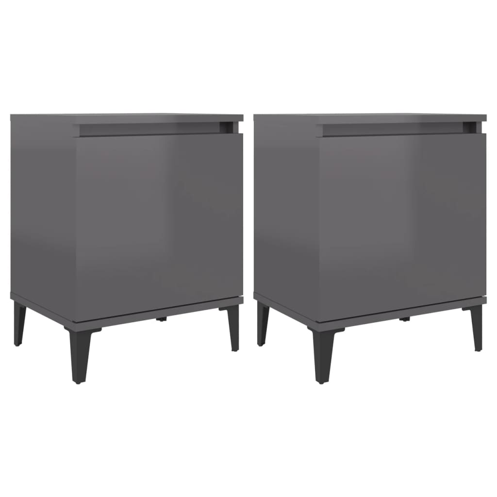 8720286356593_a_en_hd_1 vidaXL Bed Cabinet with Metal Legs High Gloss Grey - Image 2