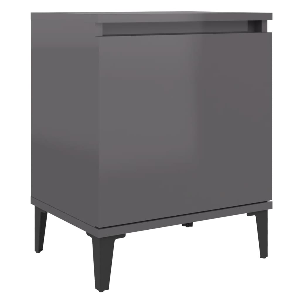 8720286356593_g_en_hd_3 vidaXL Bed Cabinet with Metal Legs High Gloss Grey - Image 5