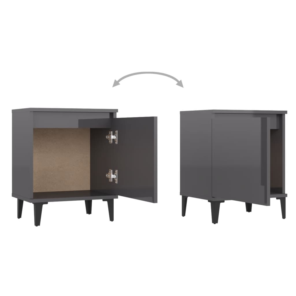 8720286356593_g_en_hd_4 vidaXL Bed Cabinet with Metal Legs High Gloss Grey - Image 6