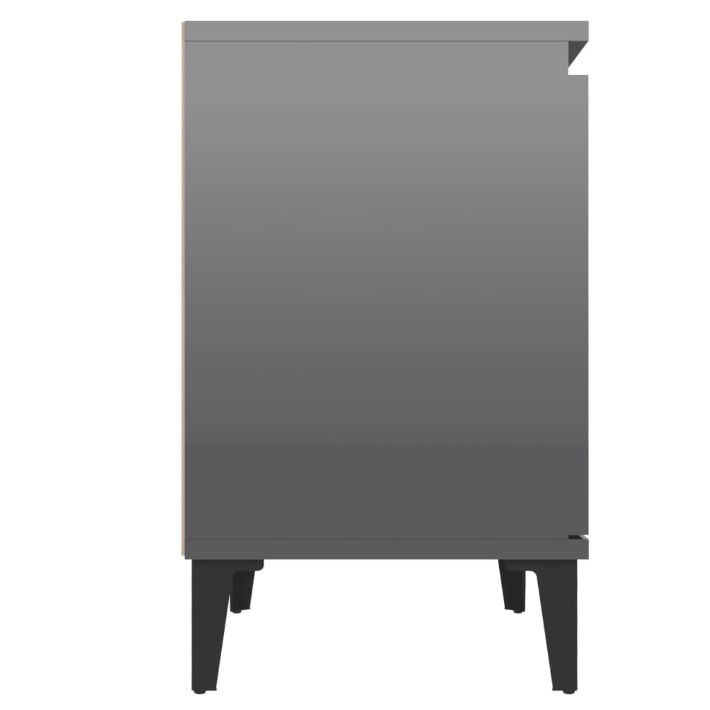 8720286356593_g_en_hd_6 vidaXL Bed Cabinet with Metal Legs High Gloss Grey - Image 8