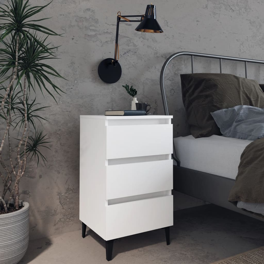 8720286357156_g_en_hd_1 vidaXL Bed Cabinet with Metal Legs 2 pcs White 40x35x69 cm - Image 2