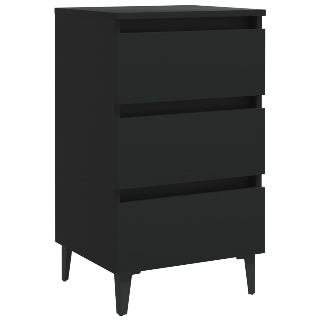 8720286357163_a_en_hd_1 vidaXL Bed Cabinet with Metal Legs Black 40x35x69 cm - Image 2