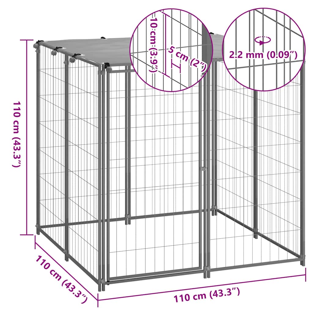 8720286359709_g_en_hd_5 vidaXL Dog Kennel Silver 110x110x110 cm Steel - Image 6