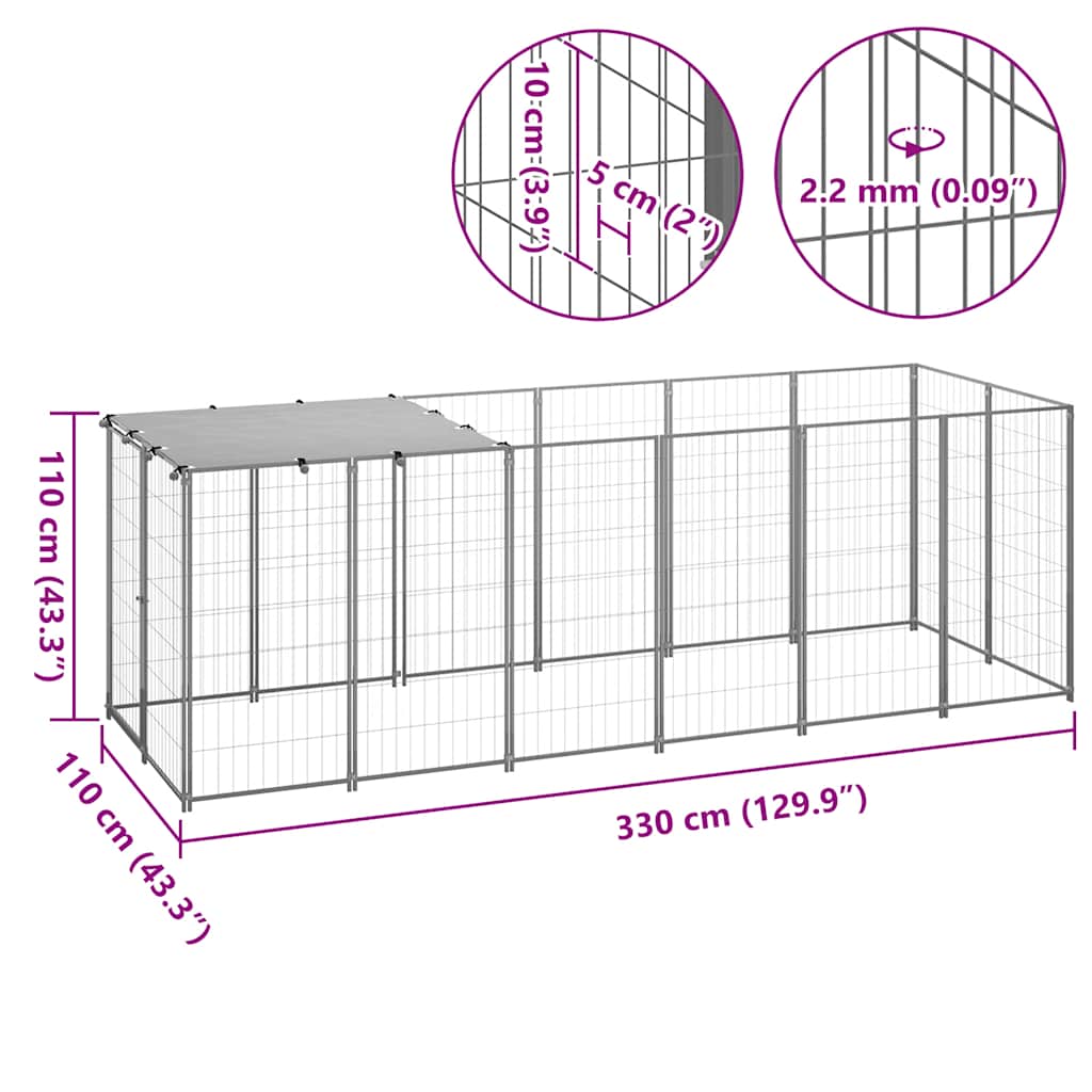8720286359716_g_en_hd_5 vidaXL Dog Kennel Silver 330x110x110 cm Steel - Image 6