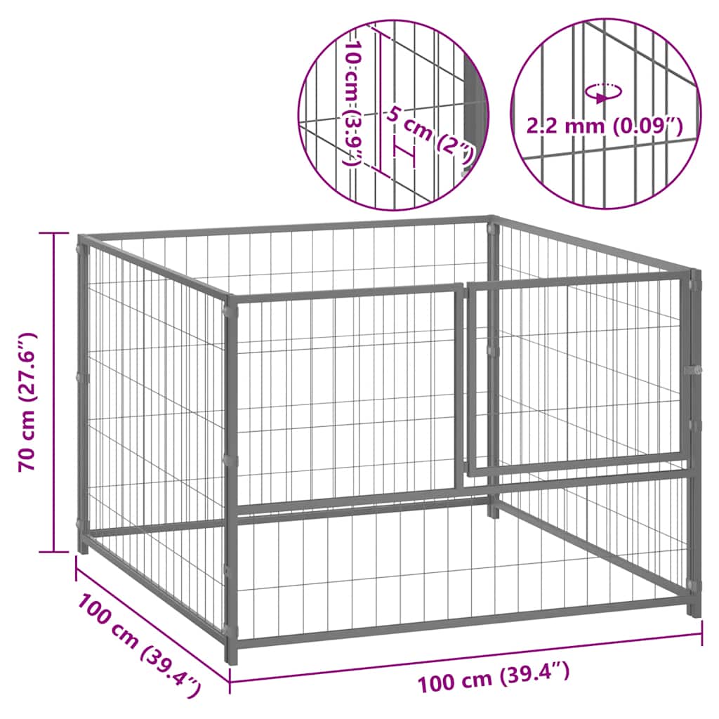 8720286359778_g_en_hd_4 vidaXL Dog Kennel Silver 100x100x70 cm Steel - Image 5