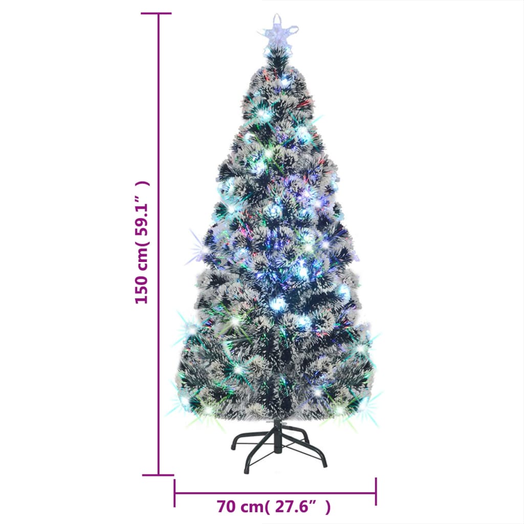 8720286362525_g_en_hd_6 vidaXL Pre-lit Christmas Tree Green and White 150 cm Fibre Optic - Image 7