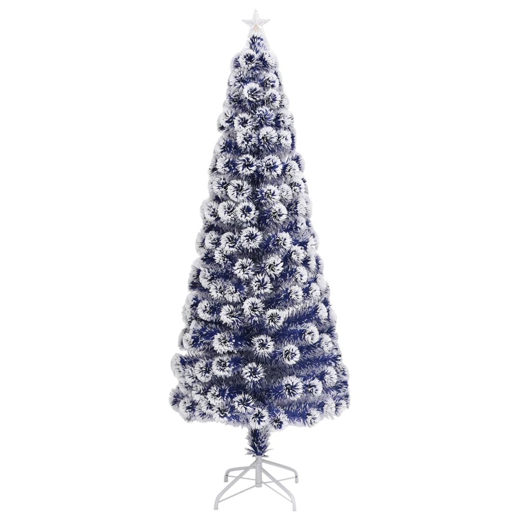 8720286362785_a_en_hd_1 vidaXL Artificial Pre-lit Christmas Tree White&Blue 210 cm Fibre Optic - Image 2