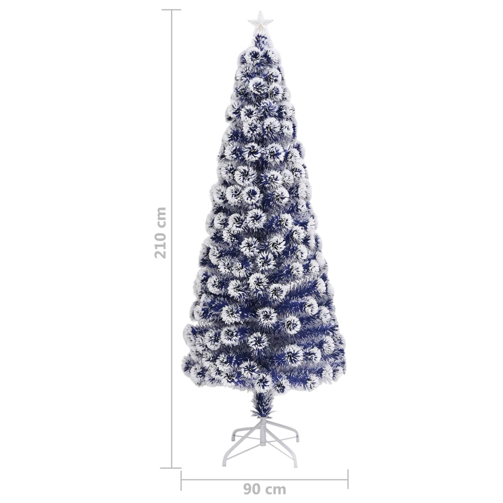 8720286362785_g_en_hd_7 vidaXL Artificial Pre-lit Christmas Tree White&Blue 210 cm Fibre Optic - Image 9