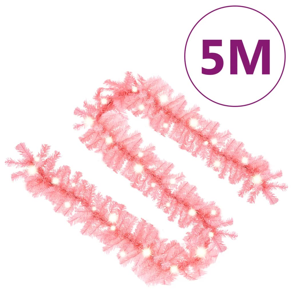 8720286363546_g_en_hd_6 vidaXL Christmas Garland with LED Lights 5 m Pink - Image 7