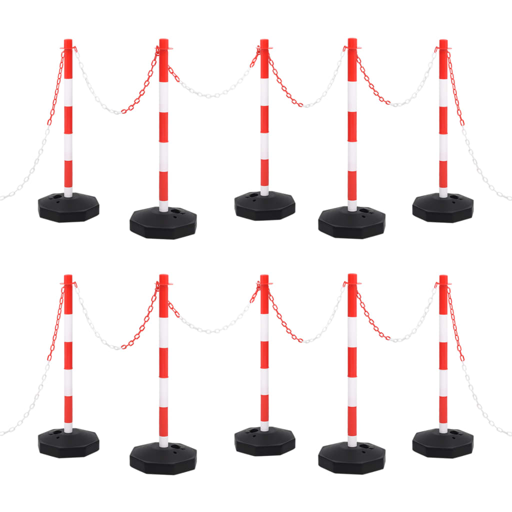8720286365236_a_en_hd_1 vidaXL Chain Post Set with 10 m Plastic Chain - Image 1