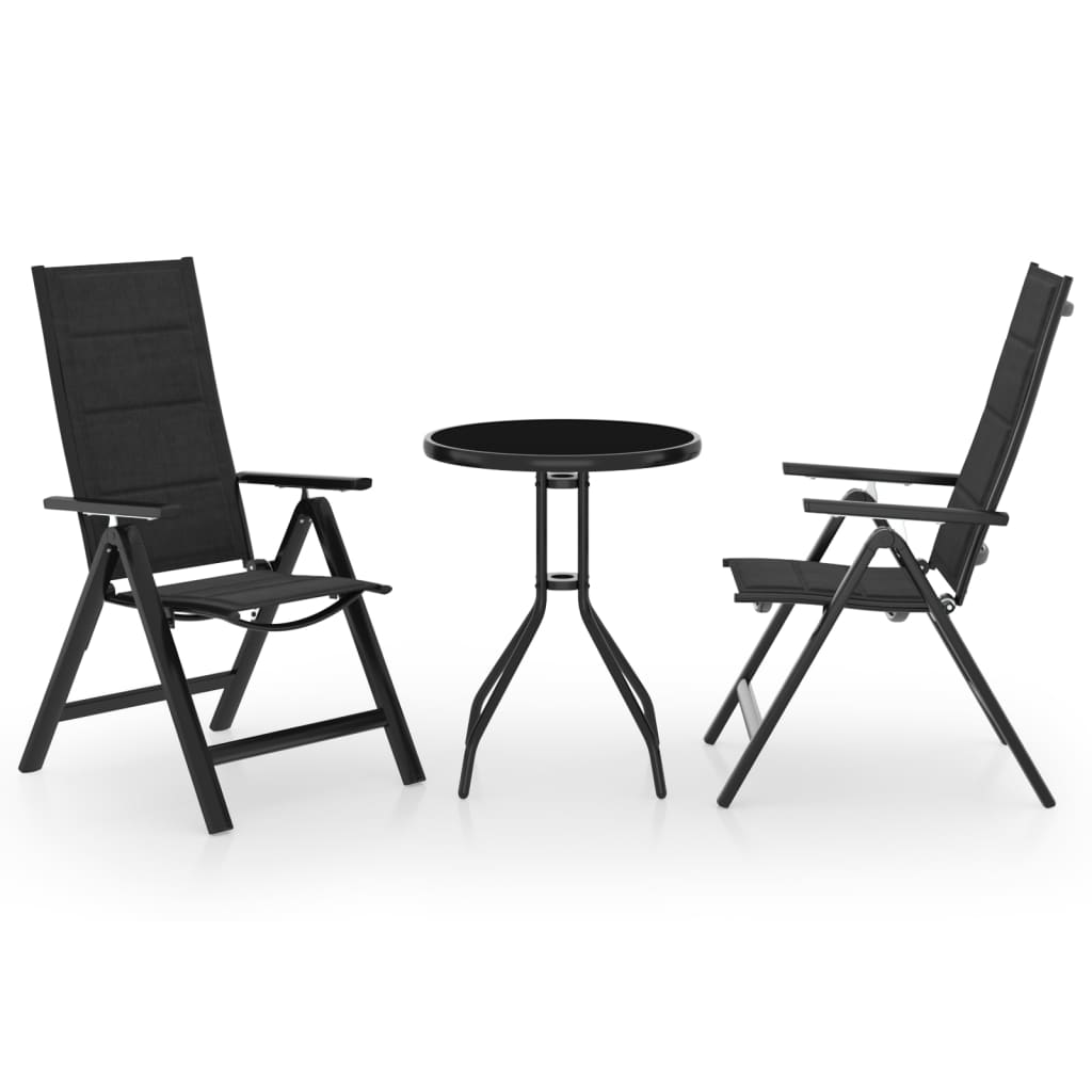vidaXL 3 Piece Bistro Set Black and Anthracite