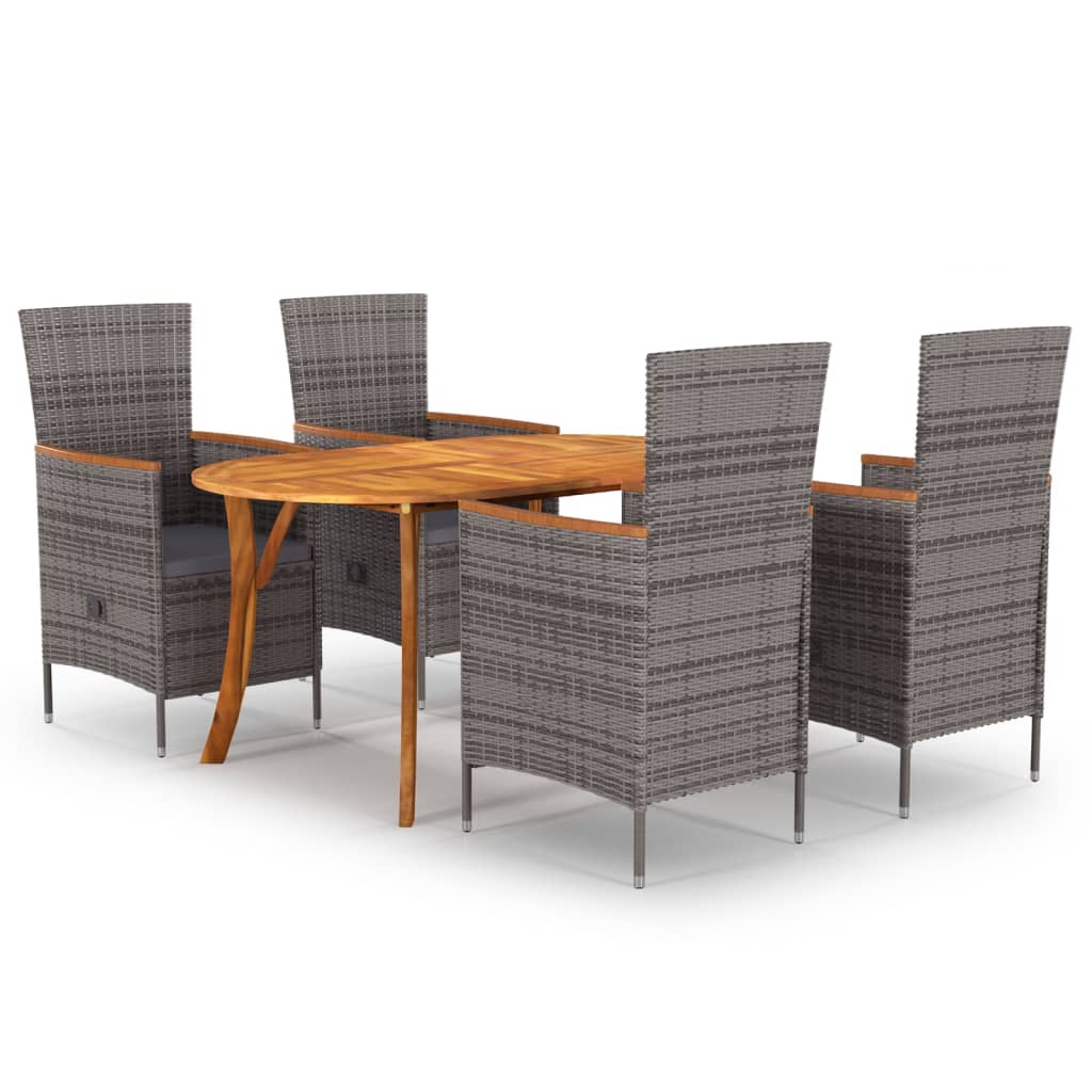 vidaXL 5 Piece Garden Dining Set Grey