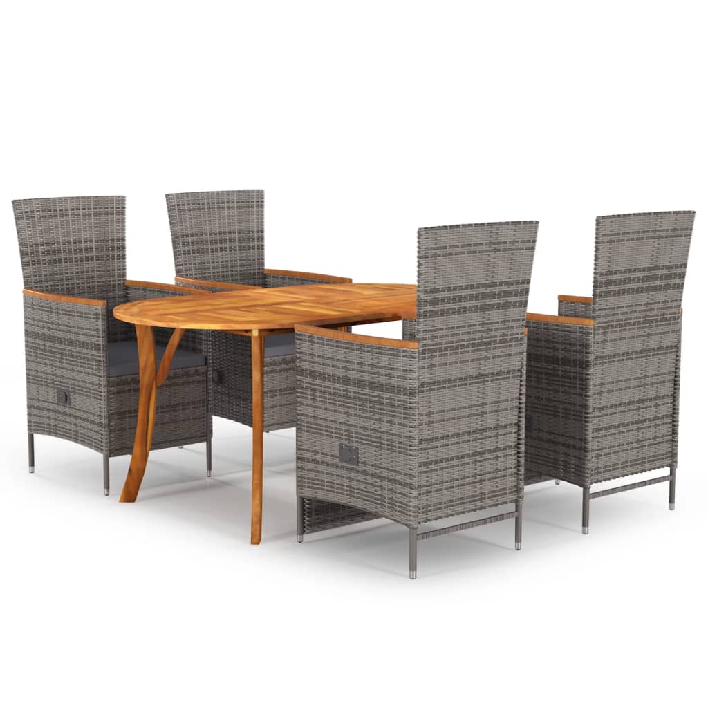 vidaXL 5 Piece Garden Dining Set Grey