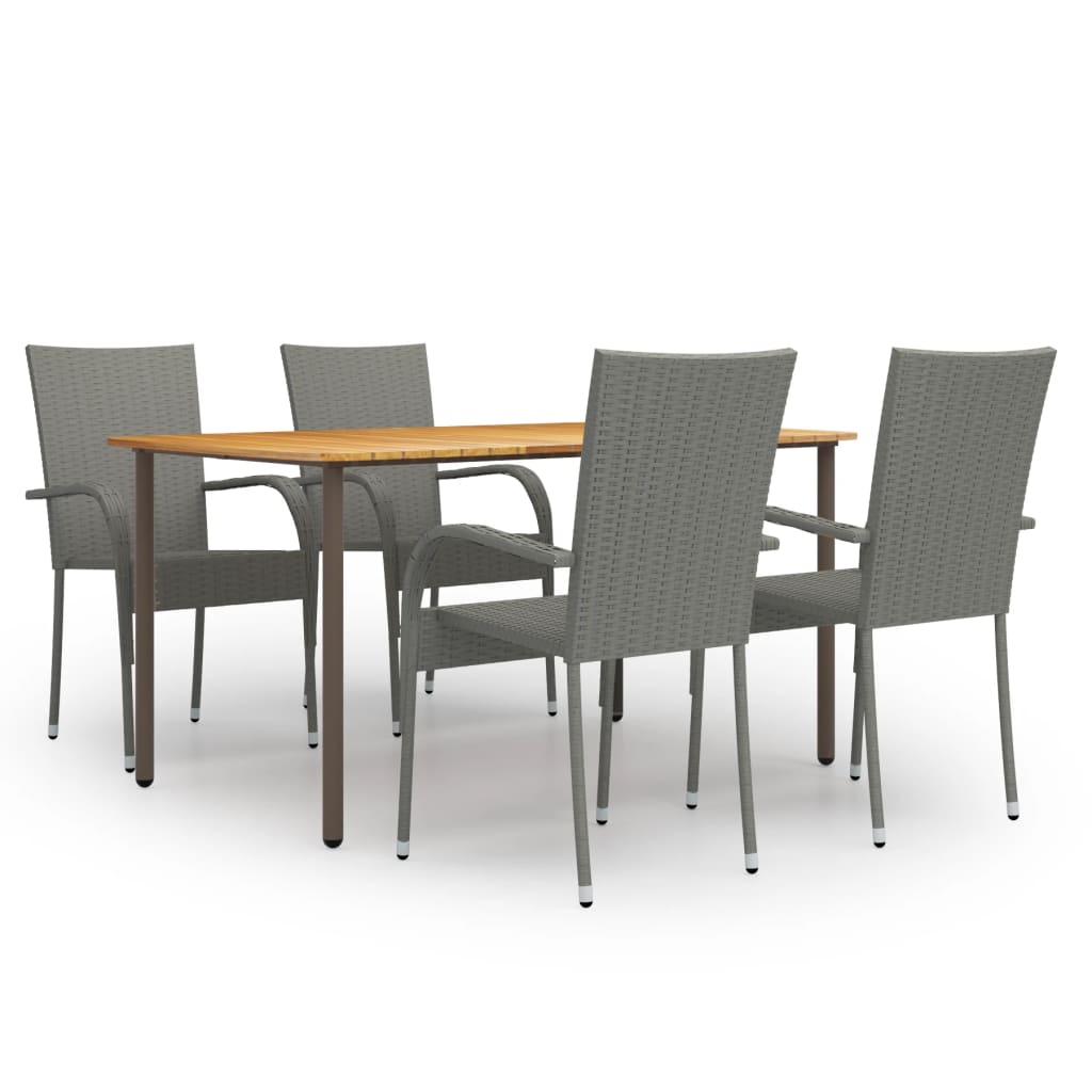8720286413883_a_en_hd_1 vidaXL 5 Piece Garden Dining Set Poly Rattan Grey - Image 1