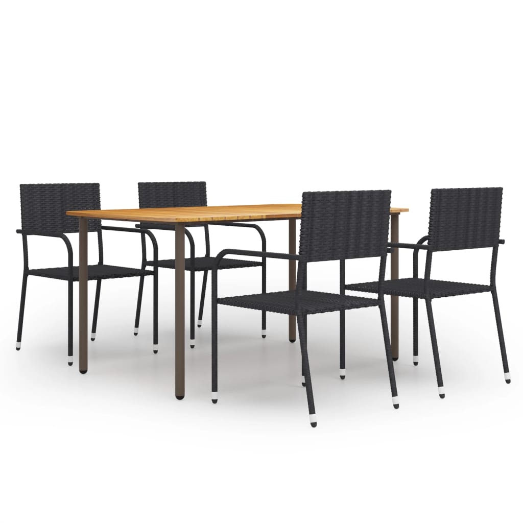 8720286413920_a_en_hd_1 vidaXL 5 Piece Garden Dining Set Poly Rattan Black - Image 1