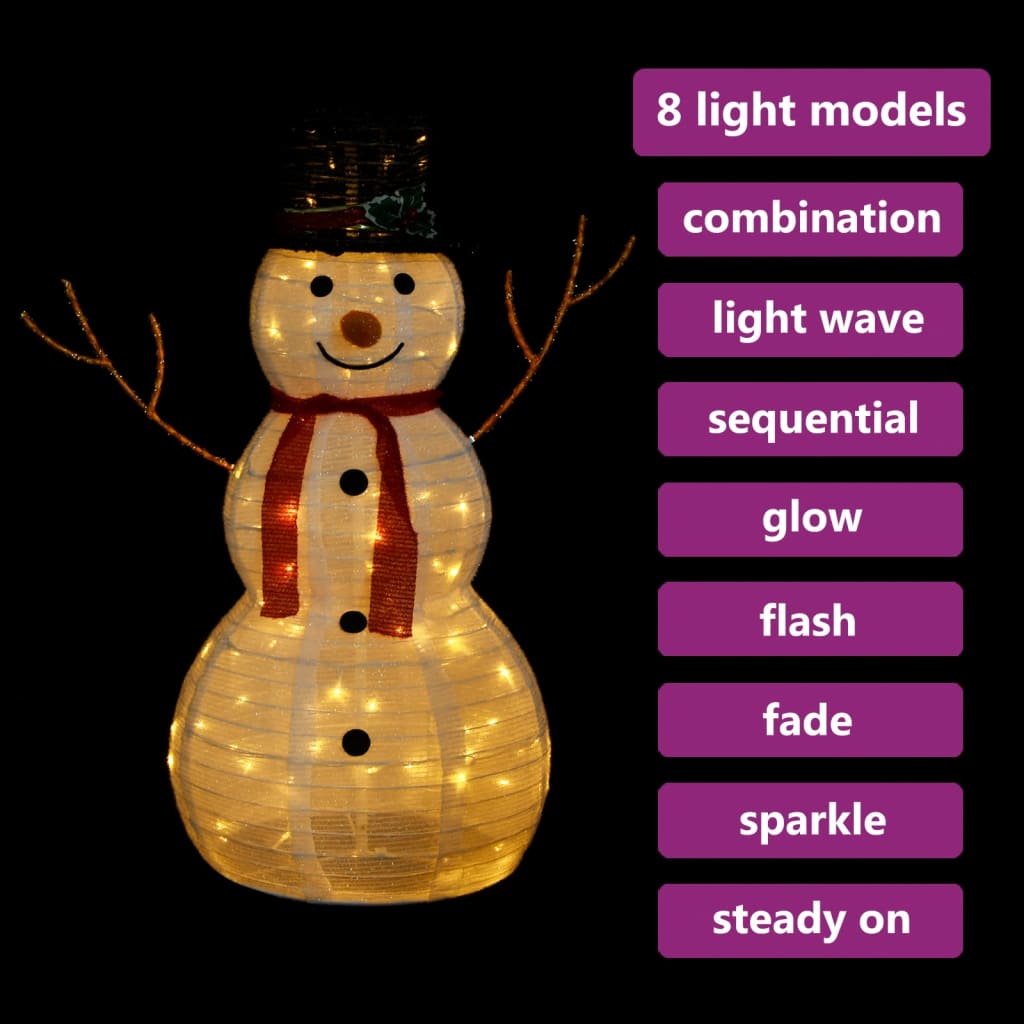 8720286414514_g_en_hd_2 vidaXL Decorative Christmas Snowman Figure with LED Luxury Fabric 90cm - Image 4