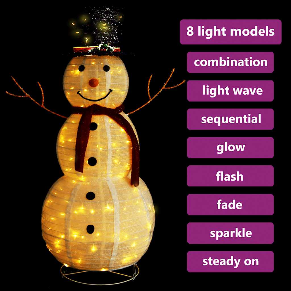 8720286414521_g_en_hd_1 vidaXL Decorative Christmas Snowman Figure LED Luxury Fabric 120cm - Image 3