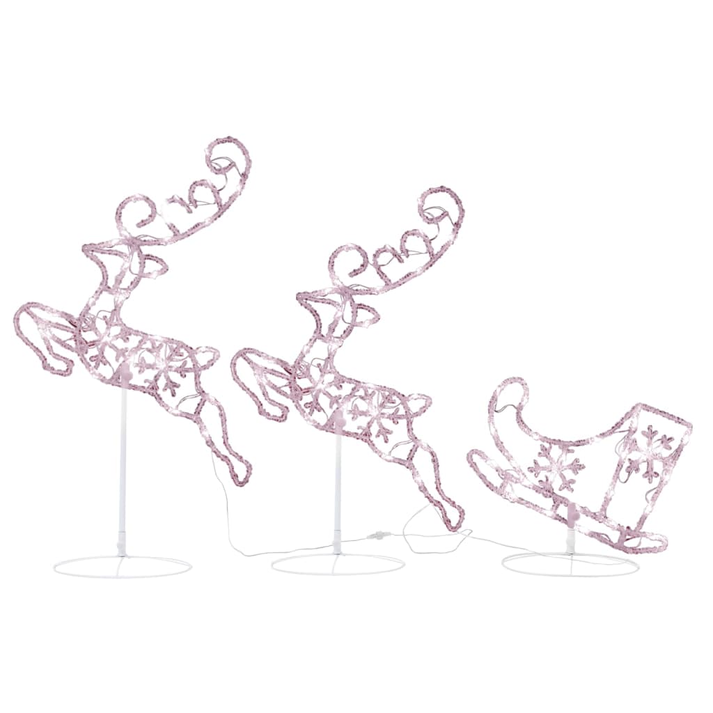 8720286415627_a_en_hd_1 vidaXL Acrylic Christmas Flying Reindeer&Sleigh 260x21x87cm Warm White - Image 2