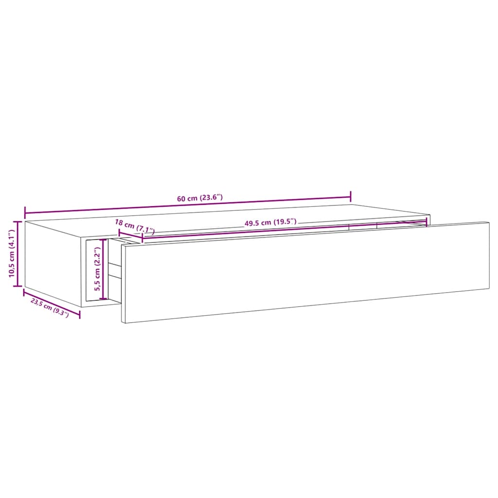 8720286418819_g_en_hd_10 vidaXL Wall-mounted Drawer Shelves 2 pcs White 60x23.5x10cm MDF - Image 12