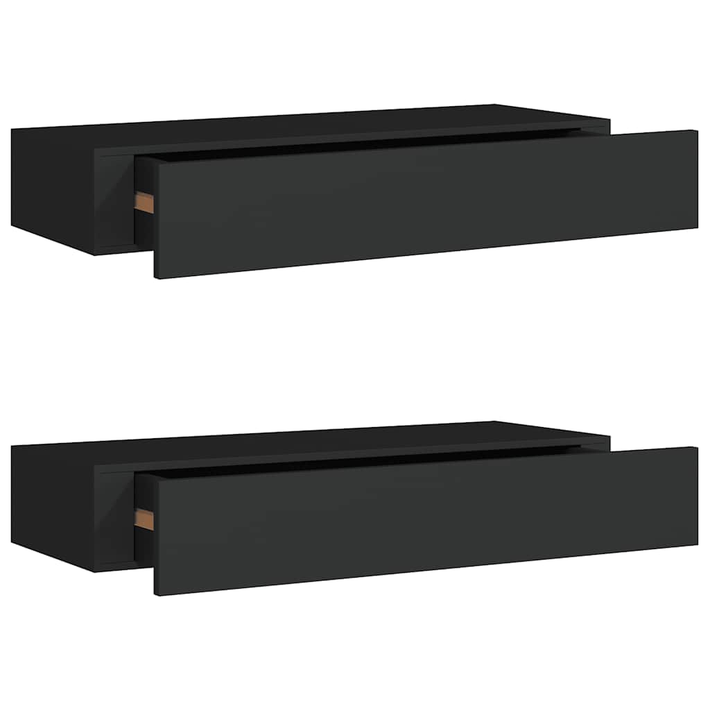 8720286418833_a_en_hd_1 vidaXL Wall-mounted Drawer Shelves 2 pcs Black 60x23.5x10cm MDF - Image 2