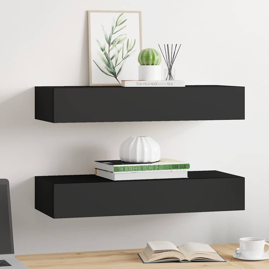 8720286418833_g_en_hd_1 vidaXL Wall-mounted Drawer Shelves 2 pcs Black 60x23.5x10cm MDF - Image 3