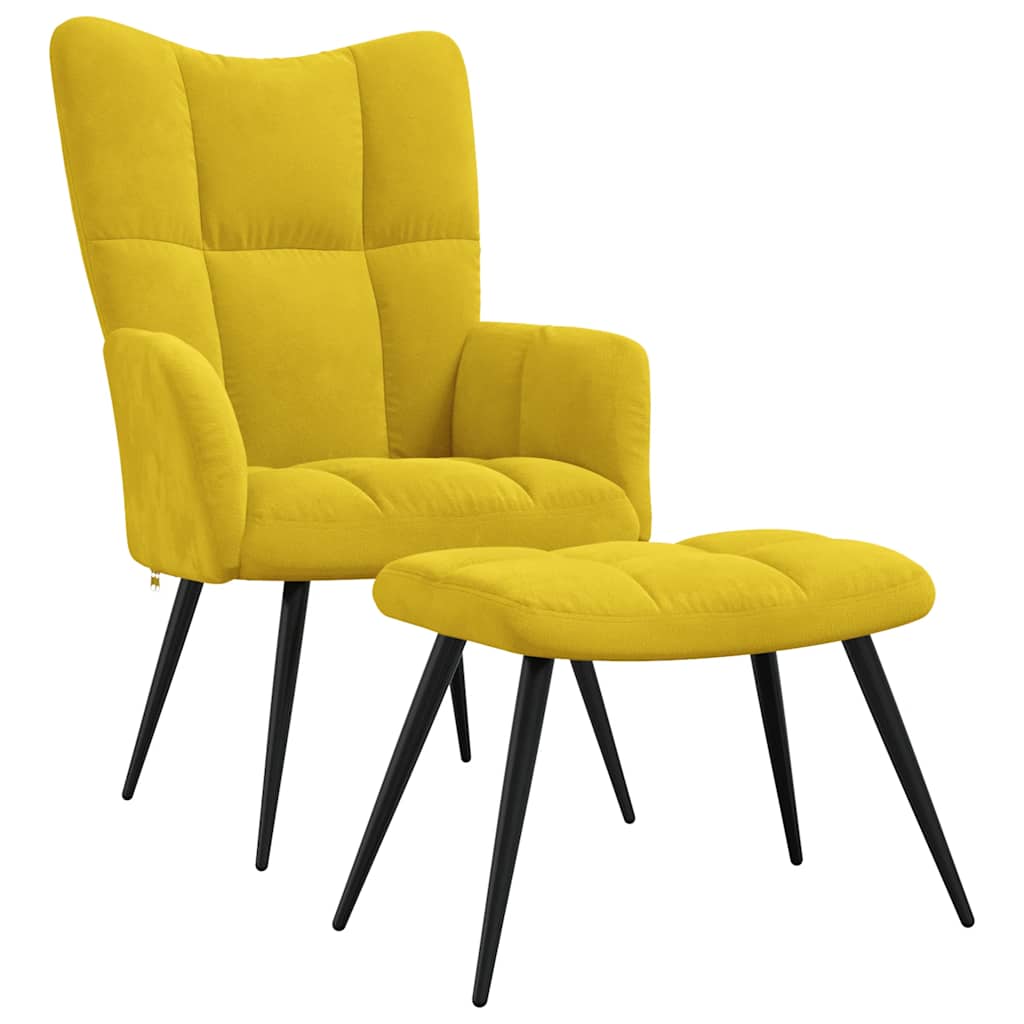 8720286424629_a_en_hd_1 vidaXL Relaxing Chair with a Stool Mustard Yellow Velvet - Image 2