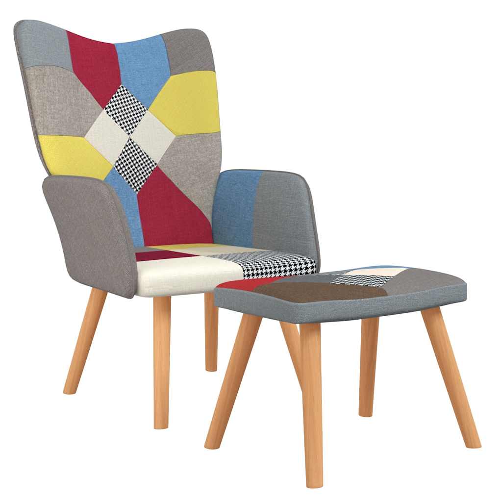 8720286425558_a_en_hd_1 vidaXL Relaxing Chair with a Stool Patchwork Fabric - Image 2