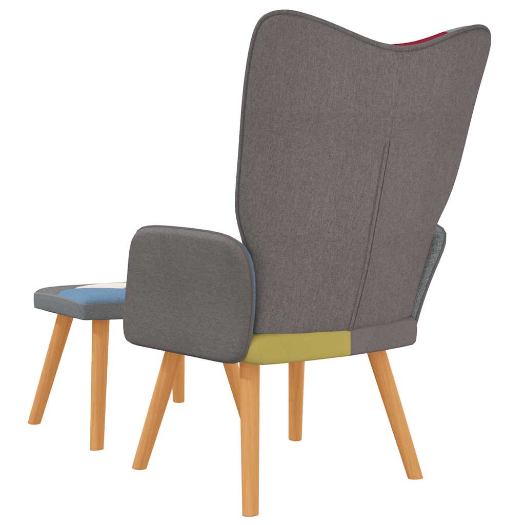 8720286425558_g_en_hd_3 vidaXL Relaxing Chair with a Stool Patchwork Fabric - Image 5
