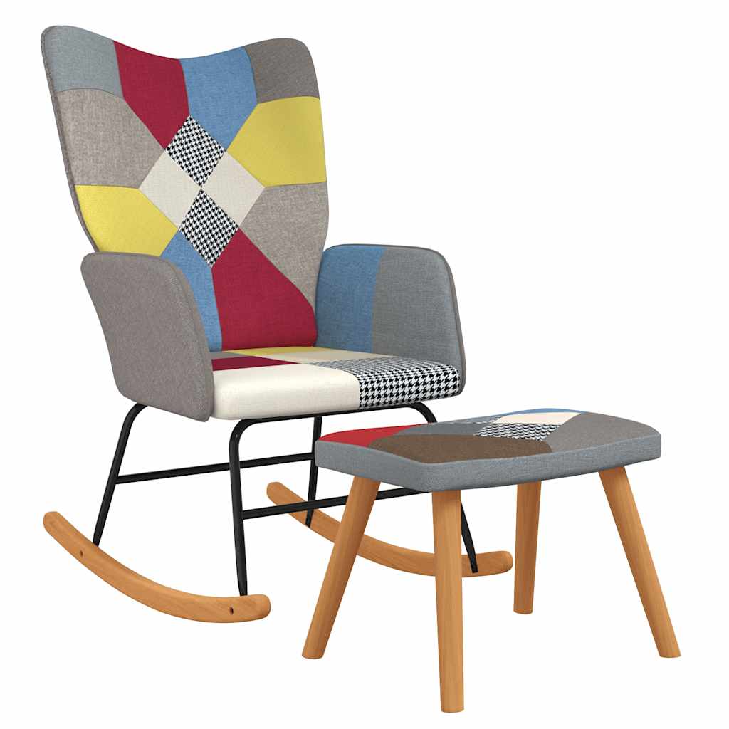 8720286425633_a_en_hd_1 vidaXL Rocking Chair with a Stool Patchwork Fabric - Image 2