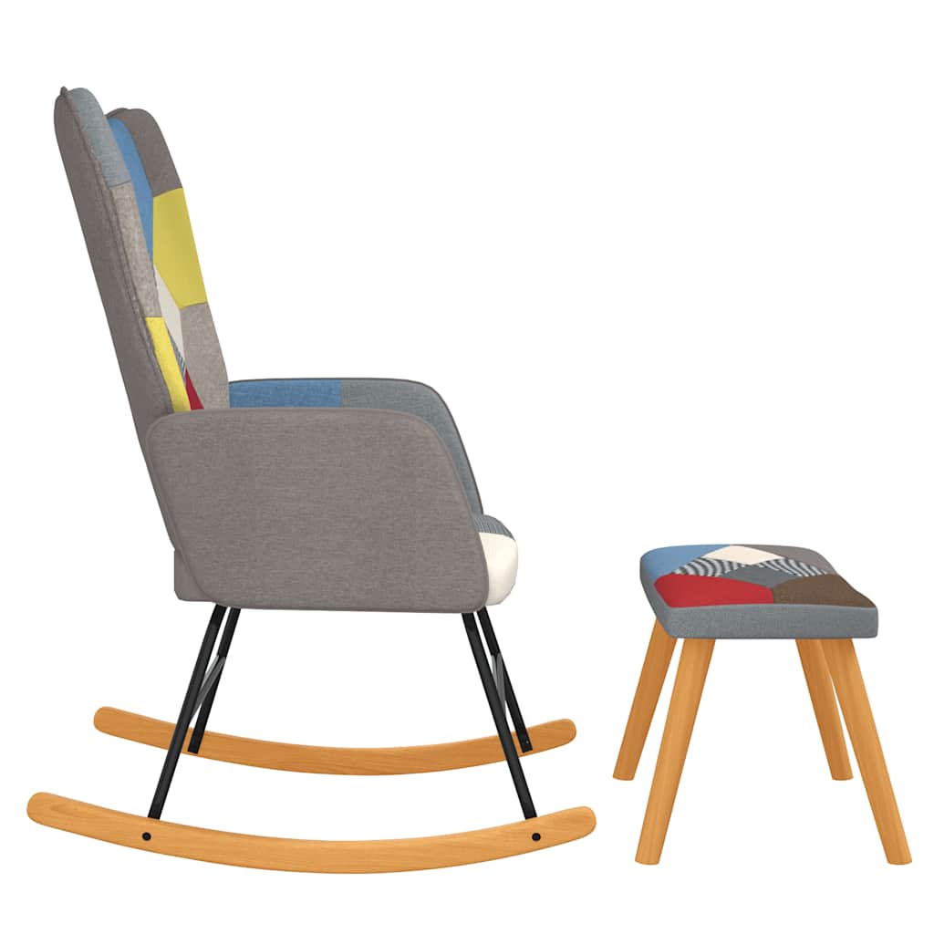 8720286425633_g_en_hd_2 vidaXL Rocking Chair with a Stool Patchwork Fabric - Image 4