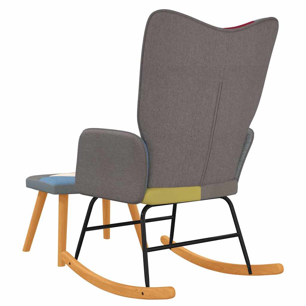 8720286425633_g_en_hd_3 vidaXL Rocking Chair with a Stool Patchwork Fabric - Image 5