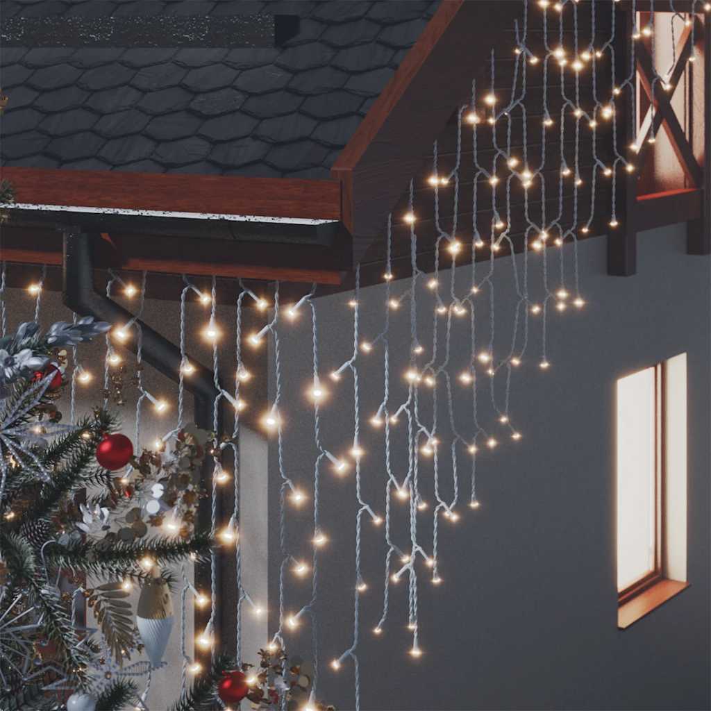 8720286434673_g_en_hd_2 vidaXL LED Curtain Icicle Lights 10m 400 LED Warm White 8 Function - Image 4