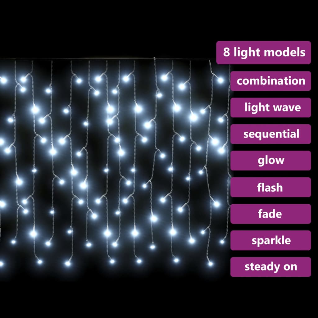 8720286434680_g_en_hd_3 vidaXL LED Curtain Icicle Lights 10m 400 LED Cold White 8 Function - Image 5