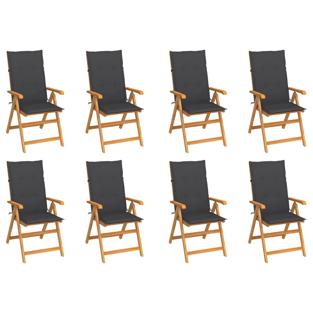 8720286437513_a_en_hd_1 vidaXL Reclining Garden Chairs with Cushions 8 pcs Solid Teak Wood - Image 1