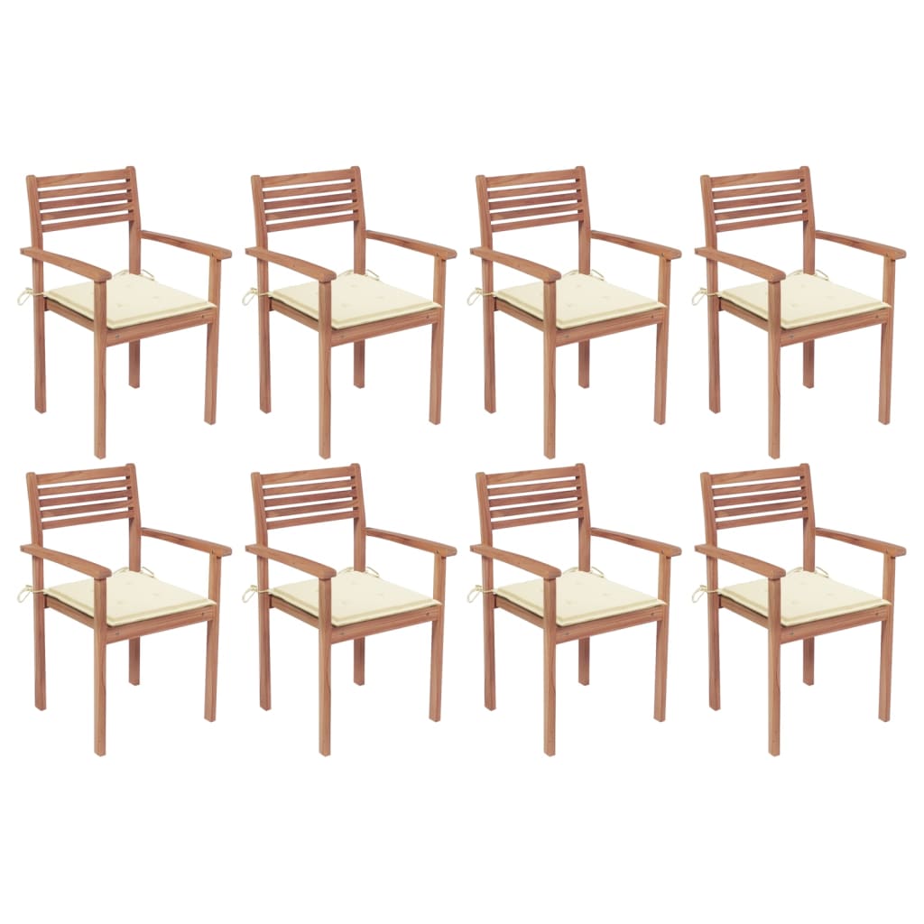 8720286438121_a_en_hd_1 vidaXL Stackable Garden Chairs with Cushions 8 pcs Solid Teak Wood - Image 1