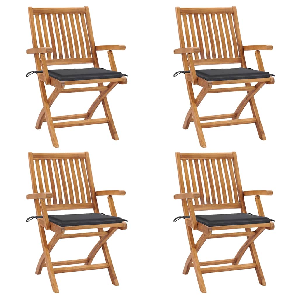 8720286439333_a_en_hd_1 vidaXL Folding Garden Chairs with Cushions 4 pcs Solid Teak Wood - Image 1