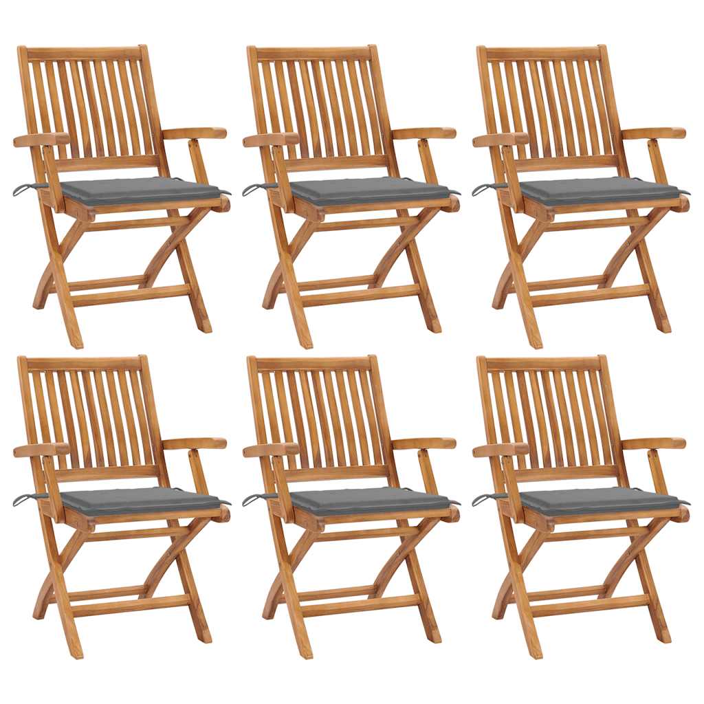 8720286439616_a_en_hd_1 vidaXL Folding Garden Chairs with Cushions 6 pcs Solid Teak Wood - Image 1