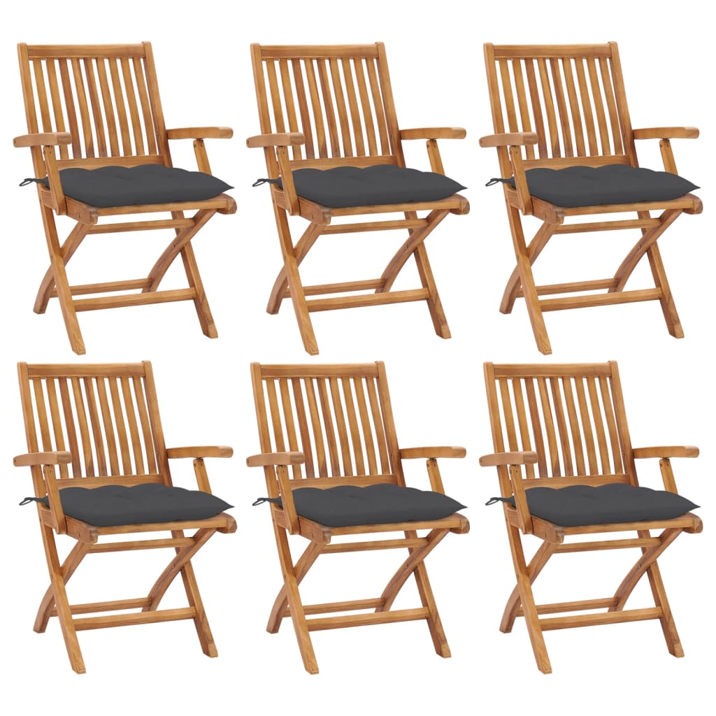 8720286439753_a_en_hd_1 vidaXL Folding Garden Chairs with Cushions 6 pcs Solid Teak Wood - Image 1
