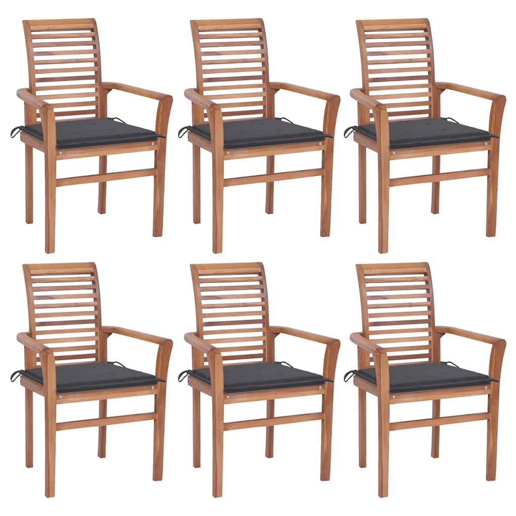 8720286441565_a_en_hd_1 vidaXL Dining Chairs 6 pcs with Anthracite Cushions Solid Teak Wood - Image 1