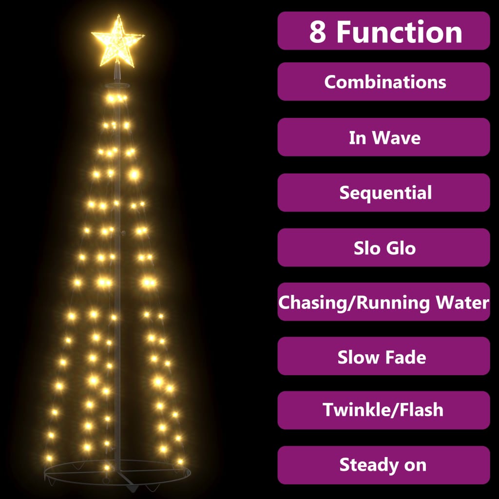 8720286443026_g_en_hd_1 vidaXL Christmas Cone Tree 70 Warm White LEDs Decoration 50x120 cm - Image 3