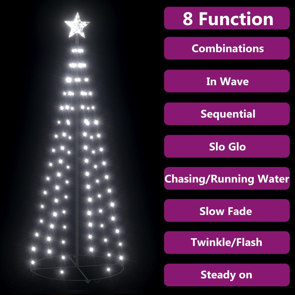 8720286443149_g_en_hd_2 vidaXL Christmas Cone Tree Cold White 100 LEDs Decoration 70x180 cm - Image 4