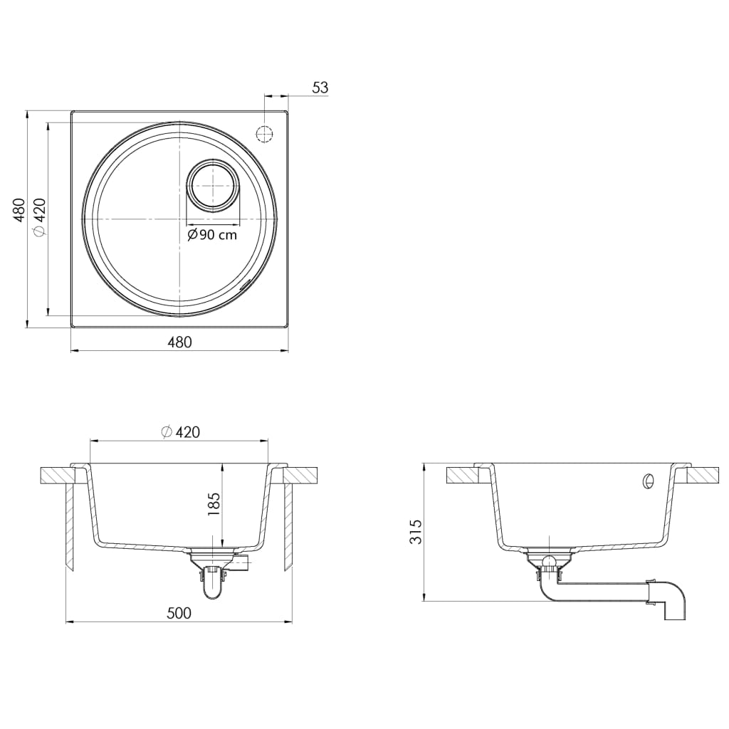 8720286444337_g_en_hd_6 vidaXL Kitchen Sink with Overflow Hole Black Granite - Image 8