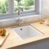 vidaXL Kitchen Sink with Overflow Hole White Granite